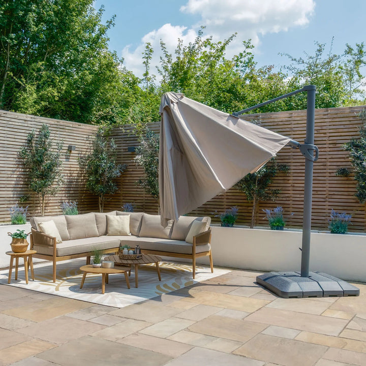 Aramis LED 3.5m Round Rotating Cantilever Parasol - With Base