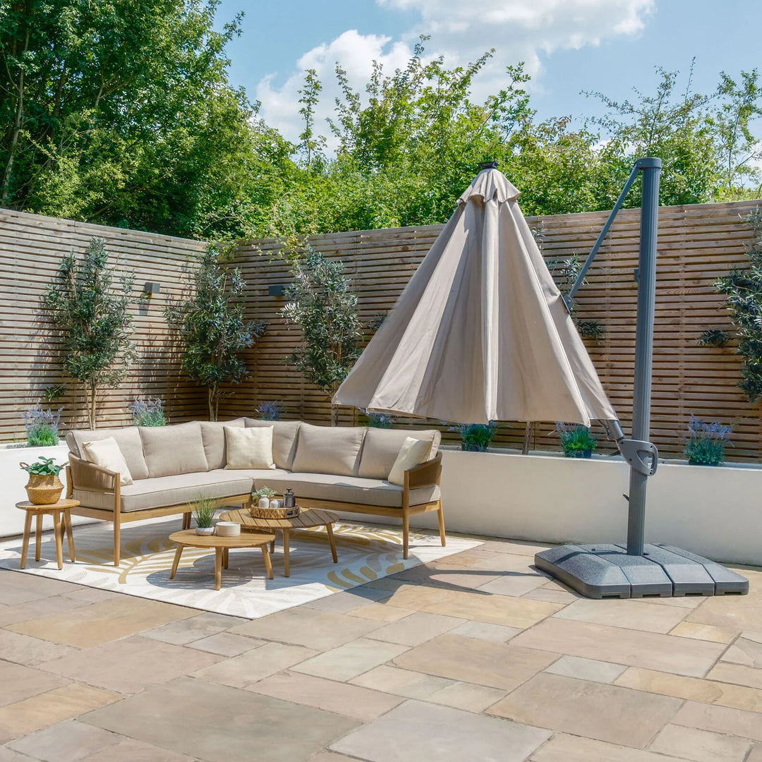 Aramis LED 3.5m Round Rotating Cantilever Parasol - With Base
