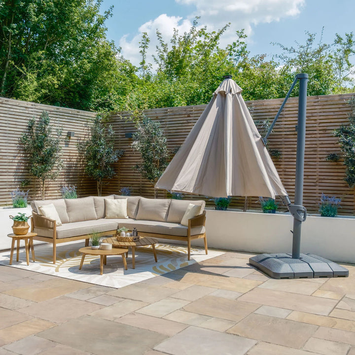 Aramis LED 3.5m Round Rotating Cantilever Parasol - With Base