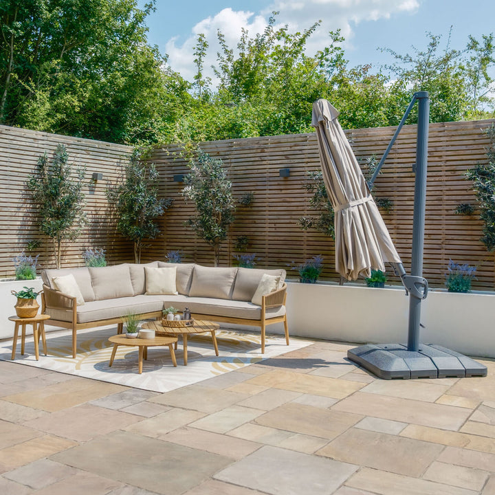 Aramis LED 3.5m Round Rotating Cantilever Parasol - With Base