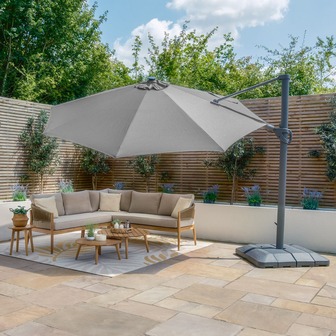 Aramis LED 3.5m Round Rotating Cantilever Parasol - With Base