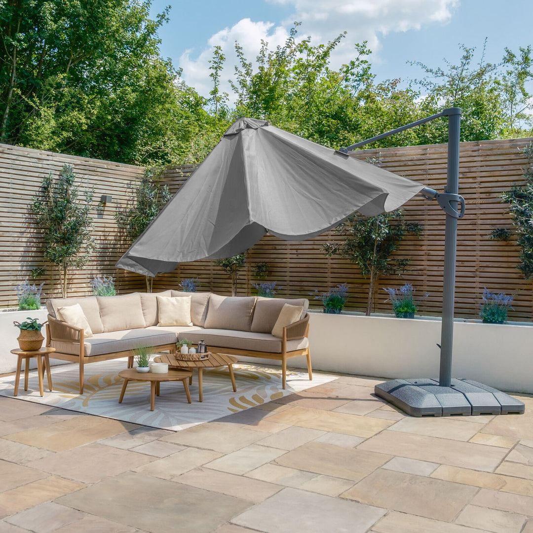 Aramis LED 3.5m Round Rotating Cantilever Parasol - With Base