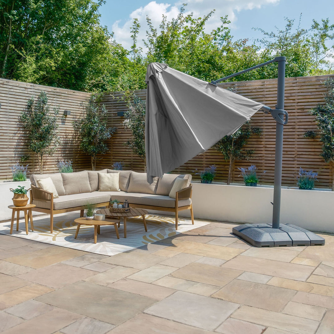 Aramis LED 3.5m Round Rotating Cantilever Parasol - With Base