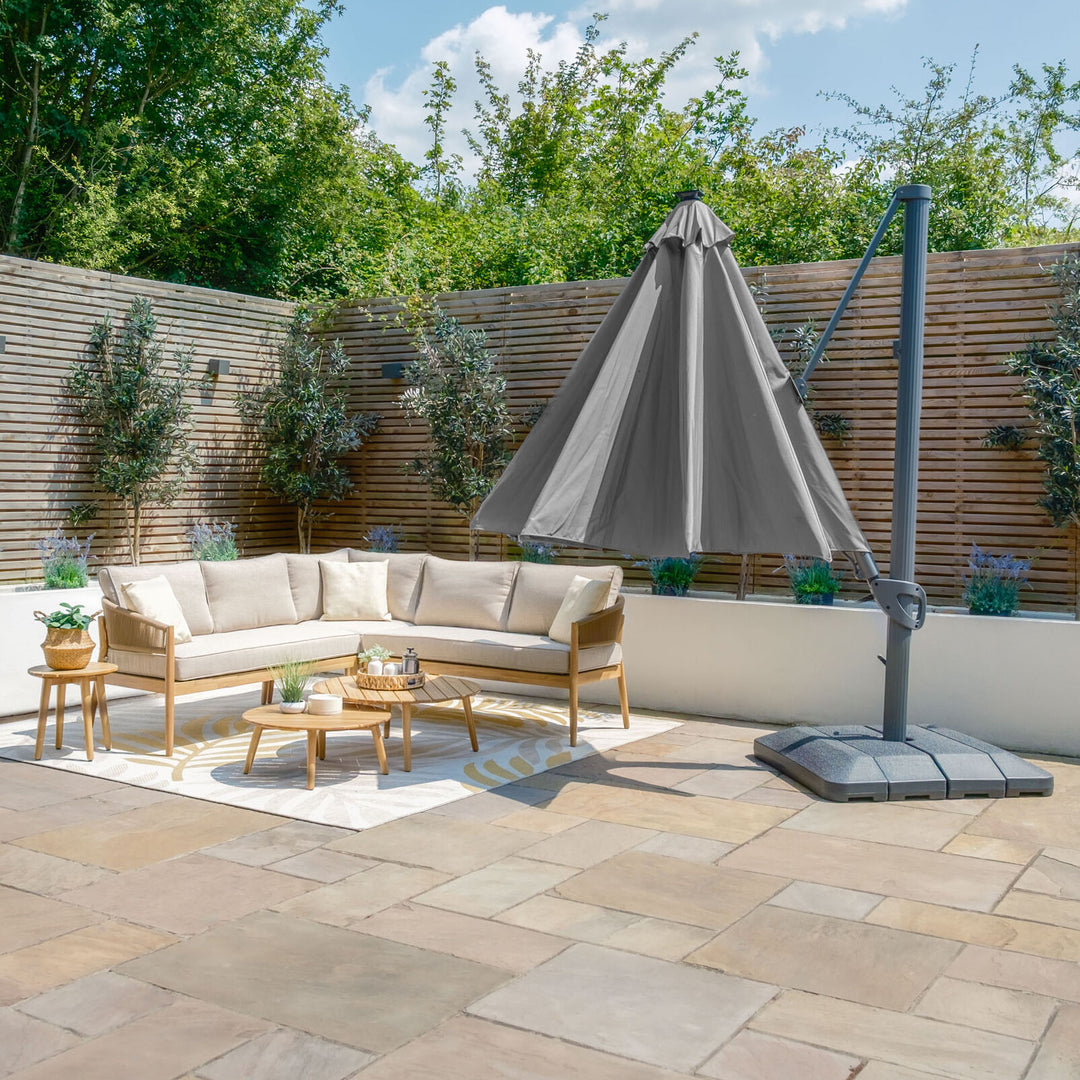 Aramis LED 3.5m Round Rotating Cantilever Parasol - With Base
