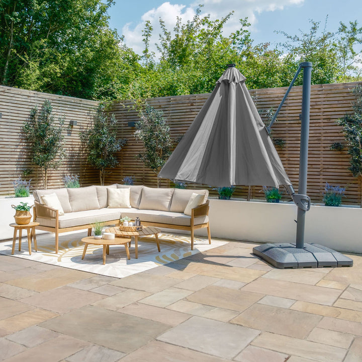 Aramis LED 3.5m Round Rotating Cantilever Parasol - With Base
