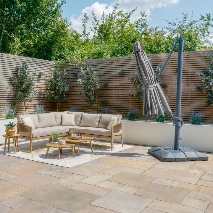 Aramis LED 3.5m Round Rotating Cantilever Parasol - With Base