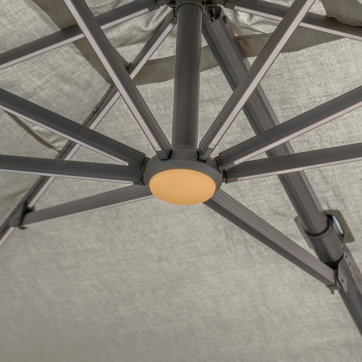 Aramis LED 3m x 4m Rectangular Rotating Cantilever Parasol - With Base