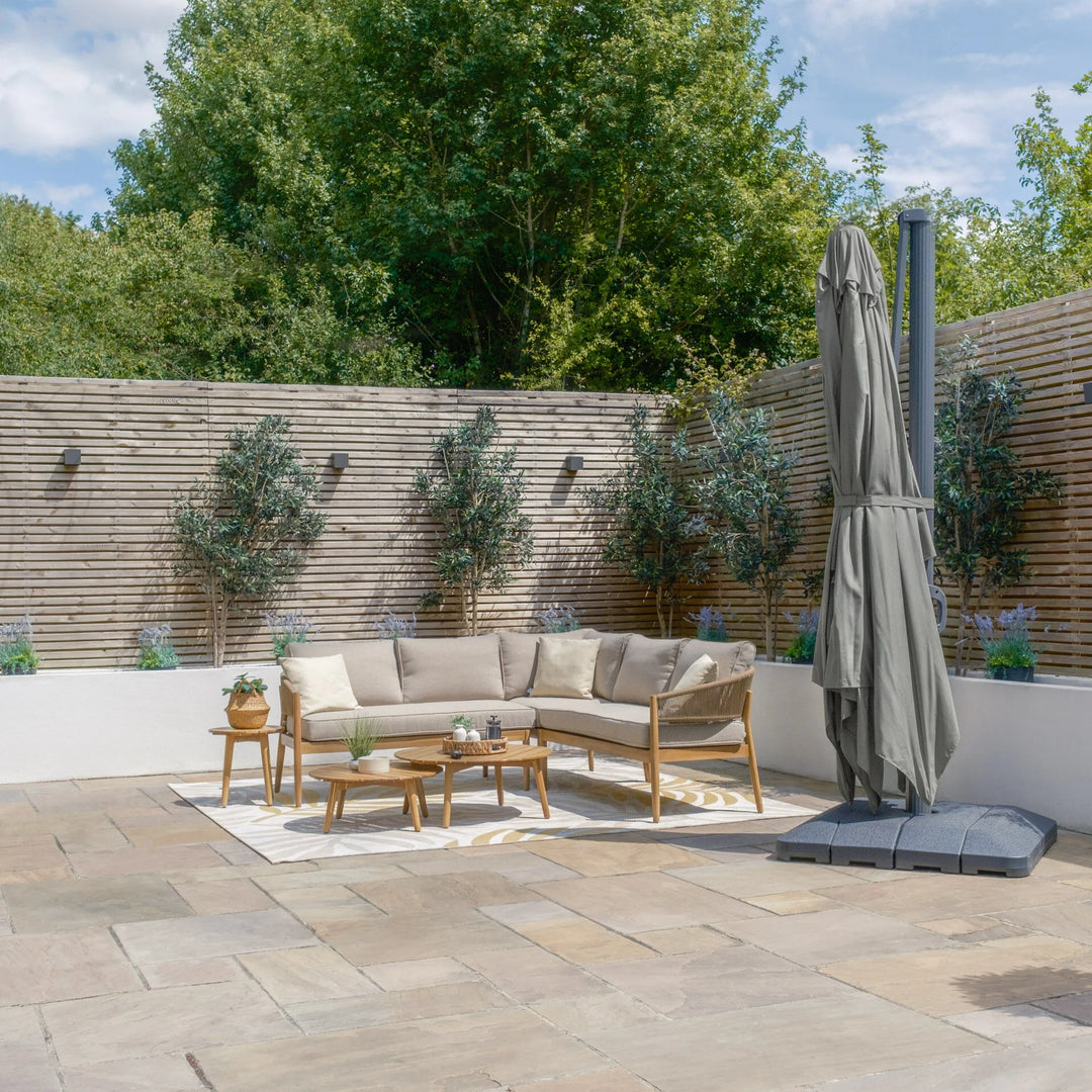 Aramis LED 3m x 4m Rectangular Rotating Cantilever Parasol - With Base