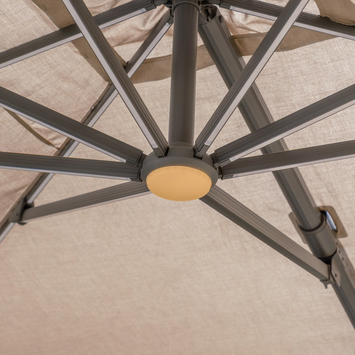 Aramis LED 3m x 4m Rectangular Rotating Cantilever Parasol - With Base