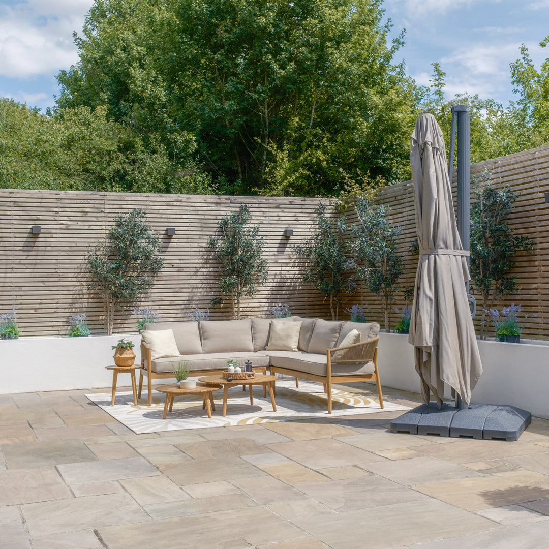 Aramis LED 3m x 4m Rectangular Rotating Cantilever Parasol - With Base