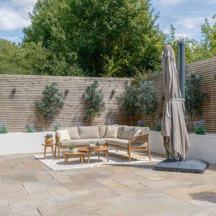 Aramis LED 3m x 4m Rectangular Rotating Cantilever Parasol - With Base