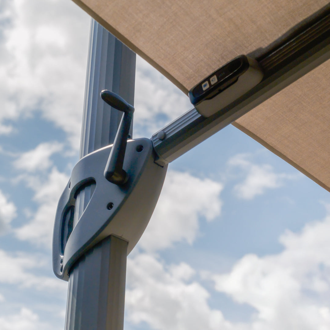 Apollo LED 3m x 3m Square Rotating Cantilever Parasol - With Base