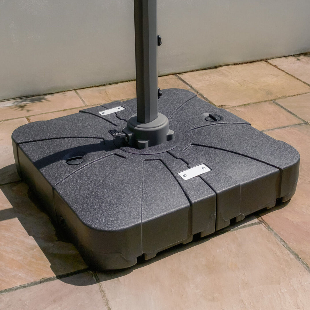 Apollo LED 3m x 3m Square Rotating Cantilever Parasol - With Base