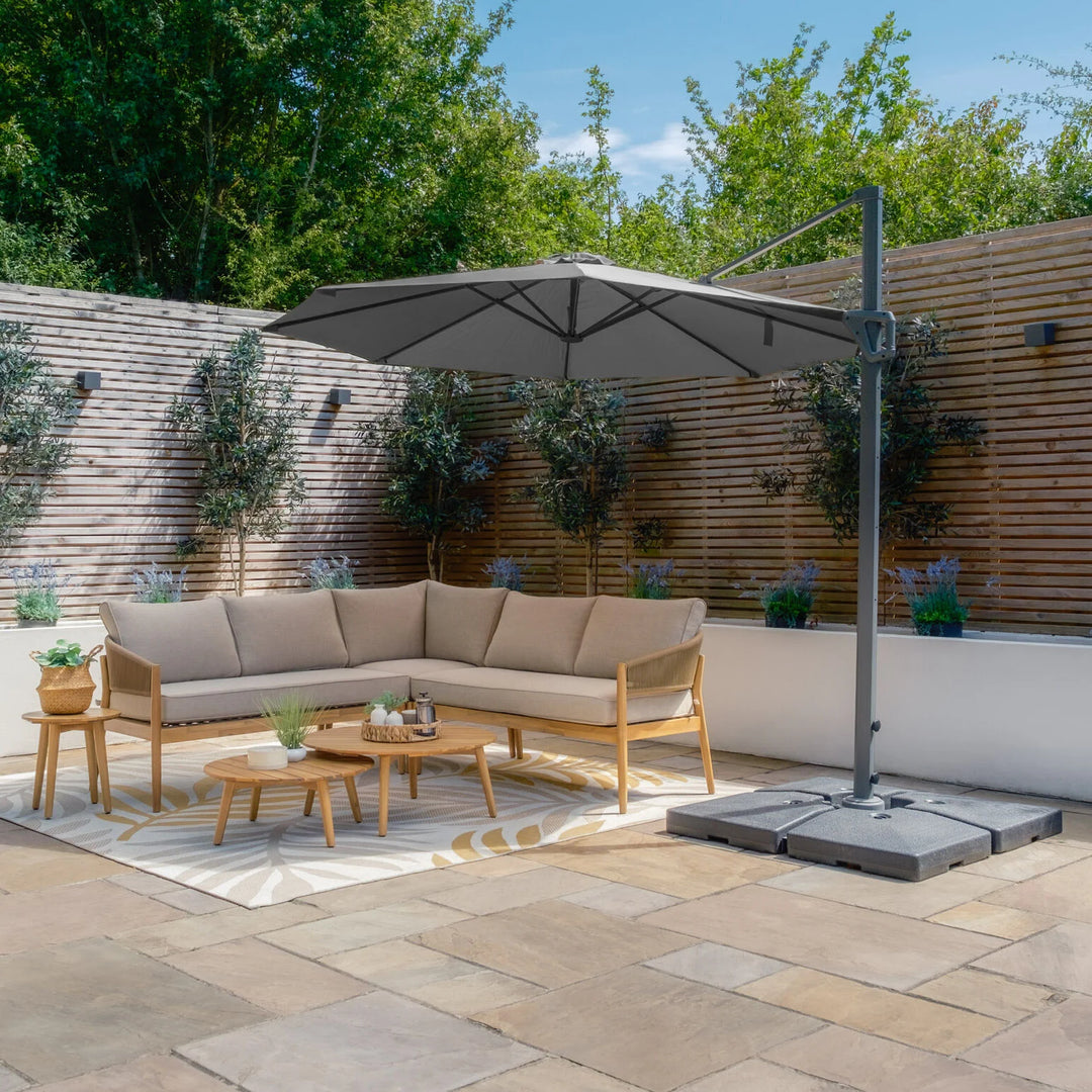Helios 3m Round Rotating Cantilever Parasol - With Base