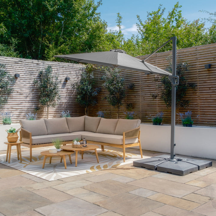Helios 3m Round Rotating Cantilever Parasol - With Base