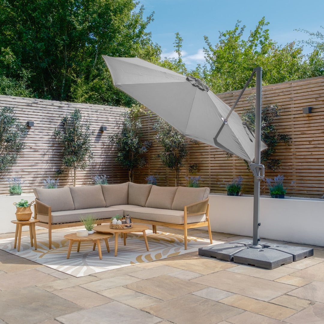 Helios 3m Round Rotating Cantilever Parasol - With Base