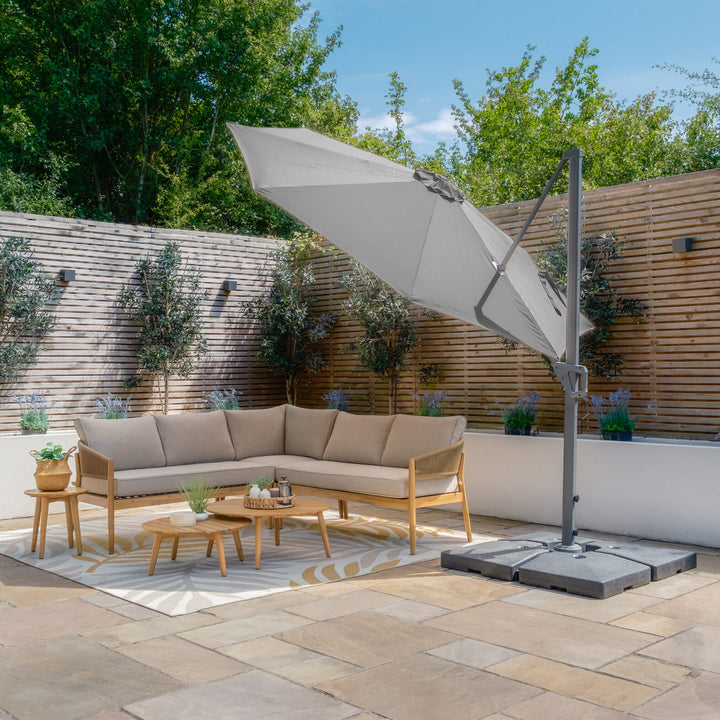 Helios 3m Round Rotating Cantilever Parasol - With Base