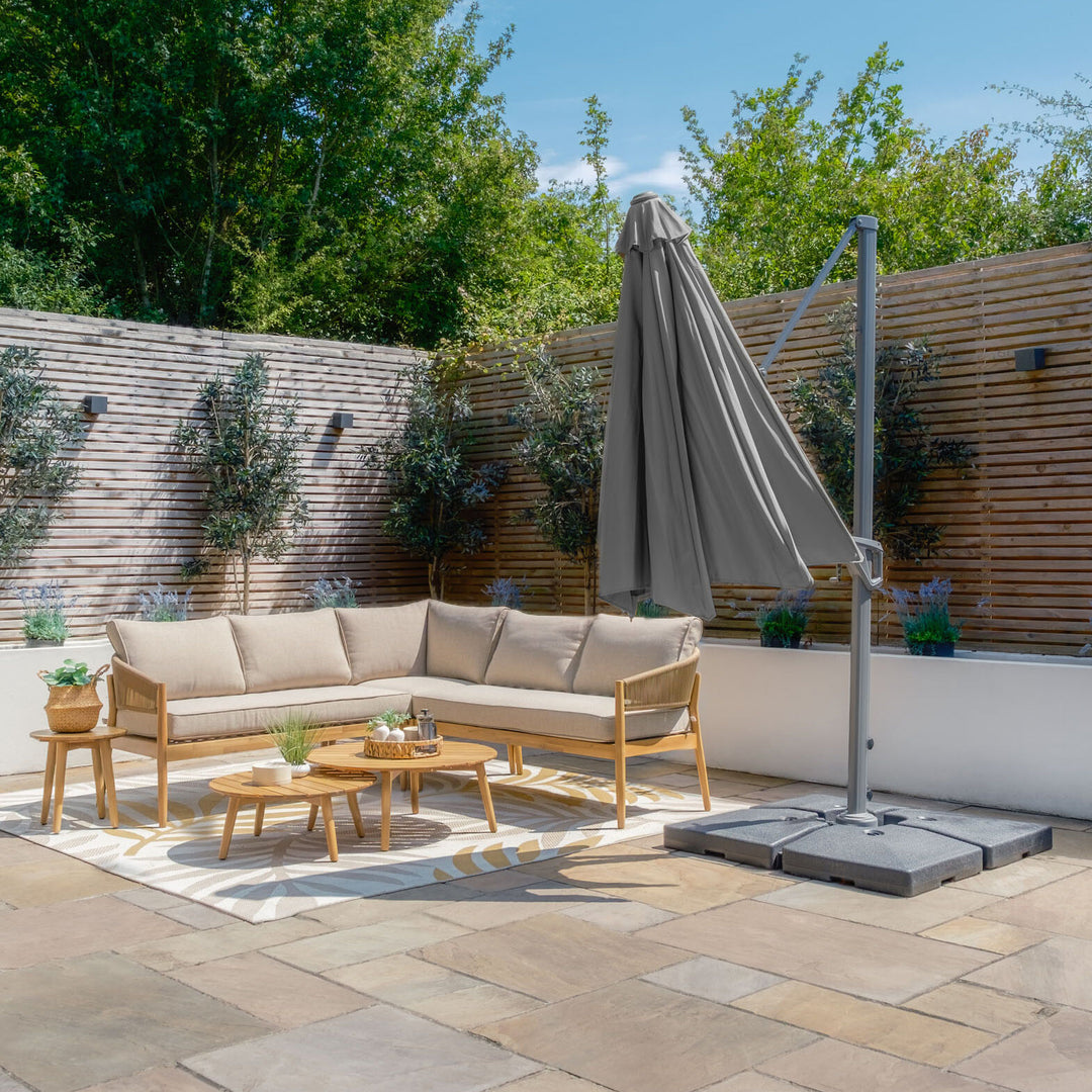 Helios 3m Round Rotating Cantilever Parasol - With Base