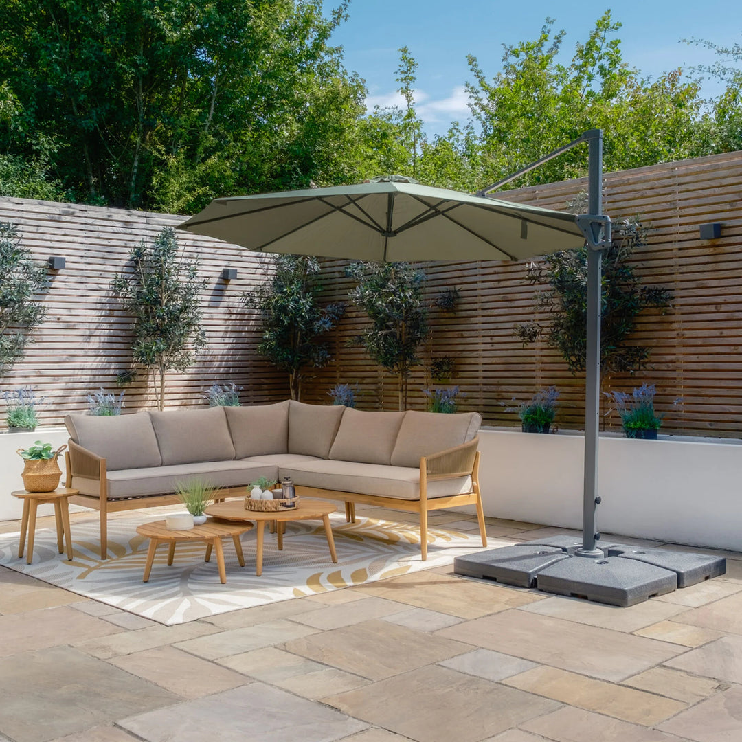 Helios 3m Round Rotating Cantilever Parasol - With Base