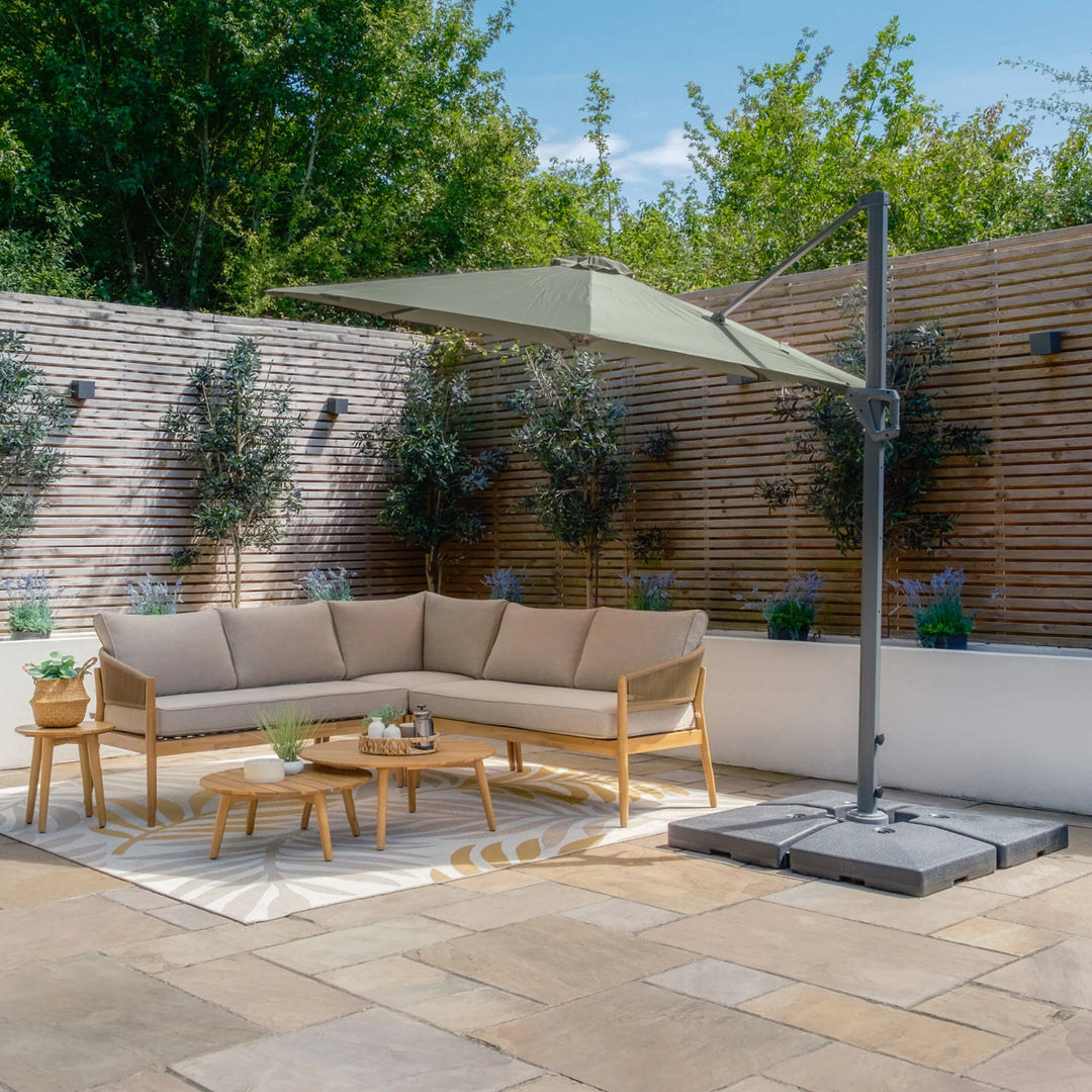 Helios 3m Round Rotating Cantilever Parasol - With Base