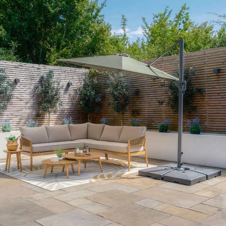 Helios 3m Round Rotating Cantilever Parasol - With Base