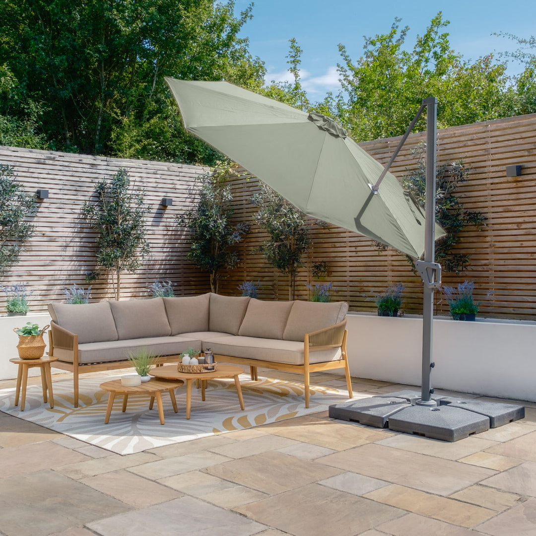 Helios 3m Round Rotating Cantilever Parasol - With Base