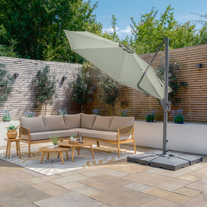 Helios 3m Round Rotating Cantilever Parasol - With Base