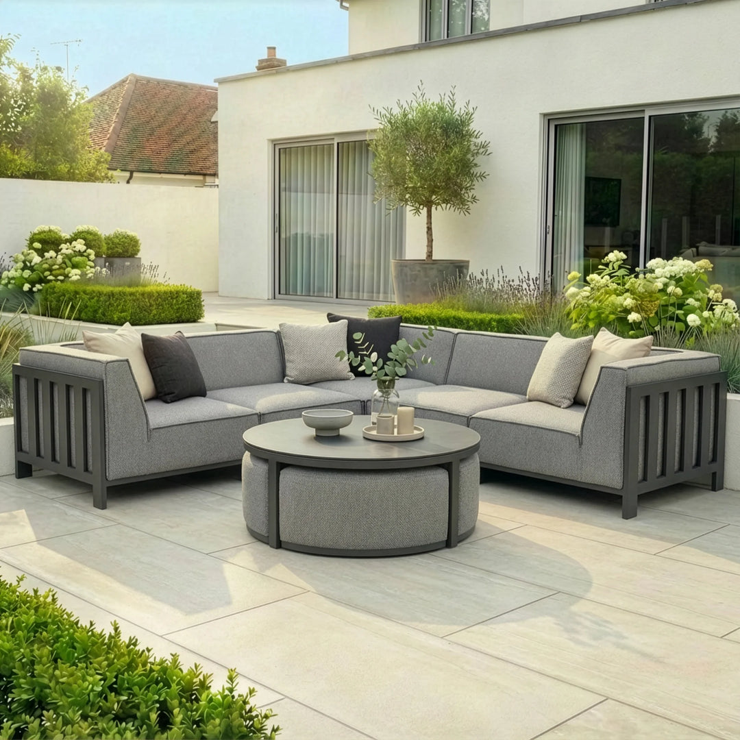 Ibiza Small Corner Sofa Set With Round Coffee Table