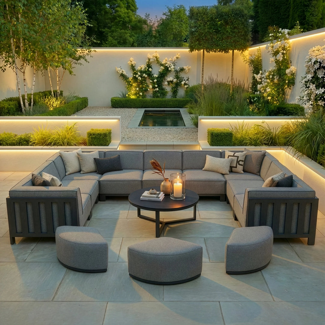 Ibiza U Shape Sofa Set With Round Coffee Table