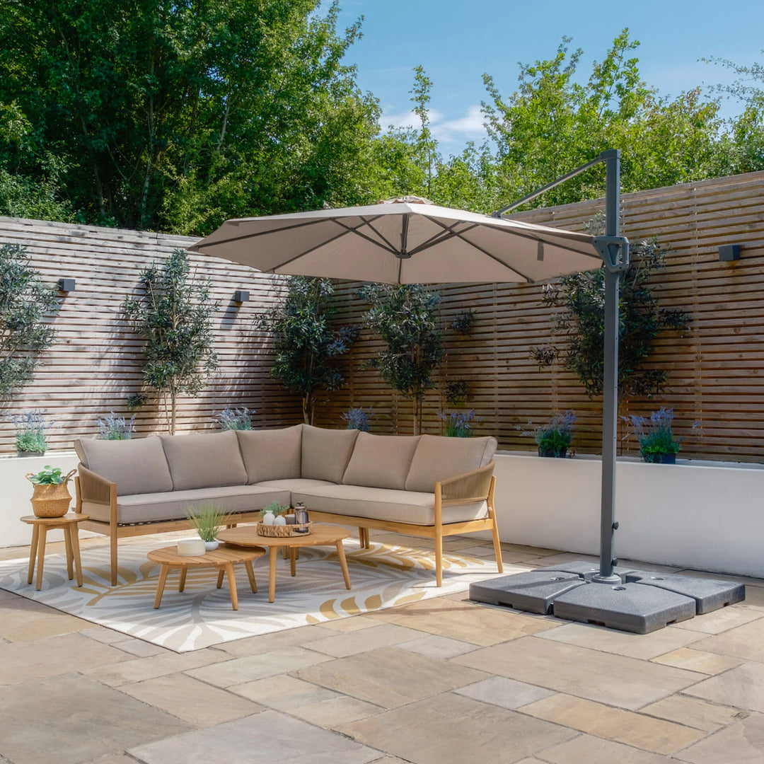 Helios 3m Round Rotating Cantilever Parasol - With Base