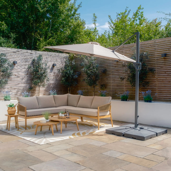Helios 3m Round Rotating Cantilever Parasol - With Base