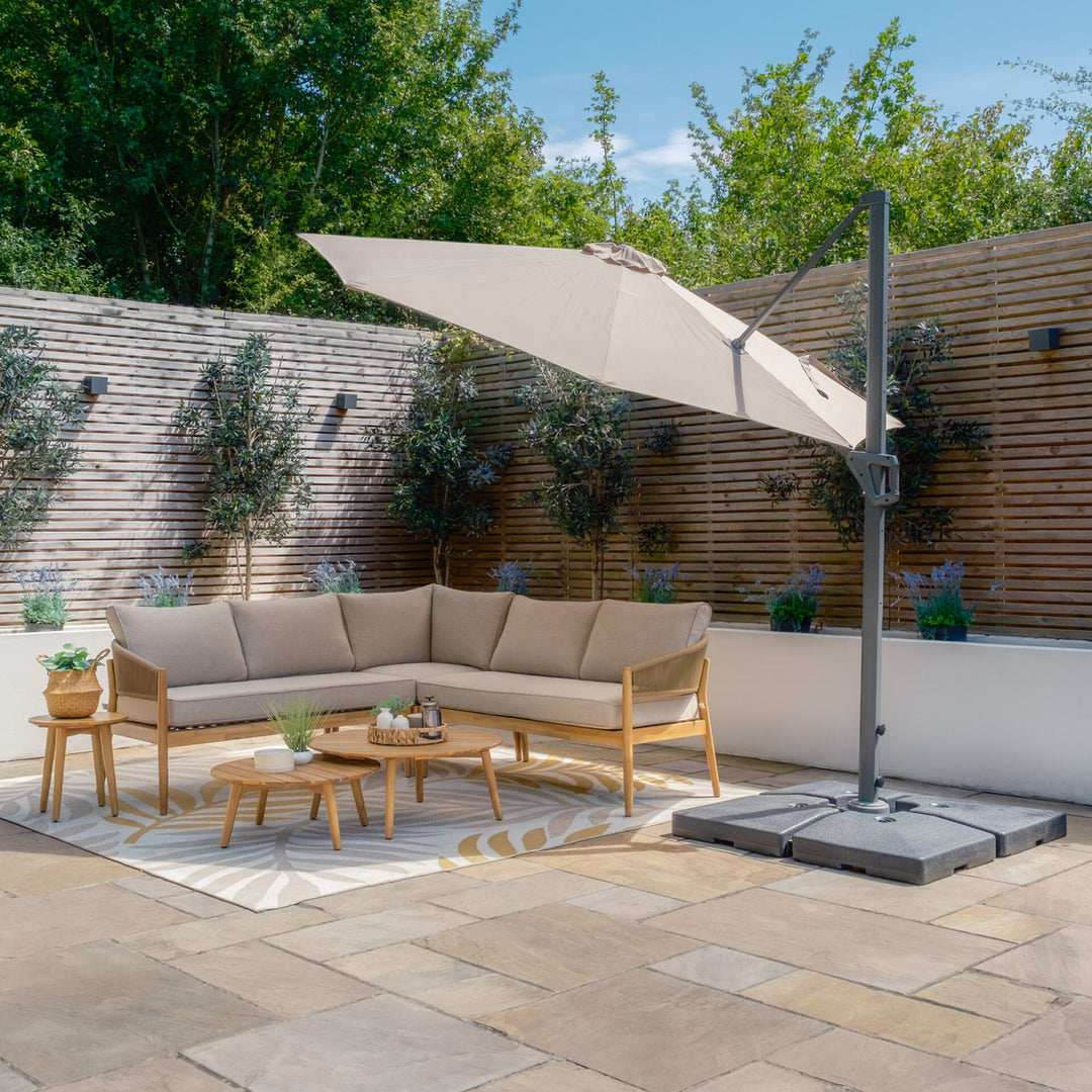 Helios 3m Round Rotating Cantilever Parasol - With Base