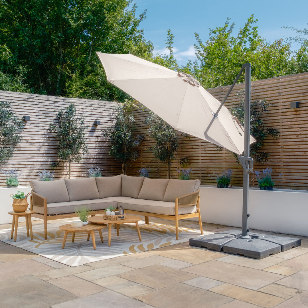 Helios 3m Round Rotating Cantilever Parasol - With Base