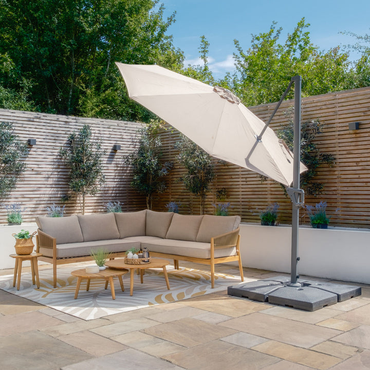 Helios 3m Round Rotating Cantilever Parasol - With Base