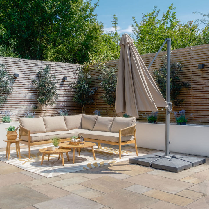 Helios 3m Round Rotating Cantilever Parasol - With Base
