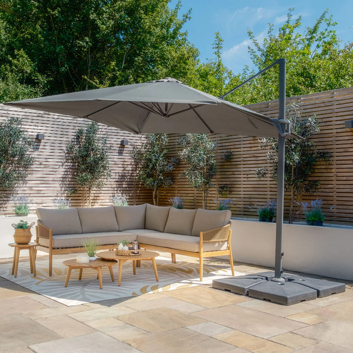 Helios 3m x 3m Square Rotating Cantilever Parasol - With Base