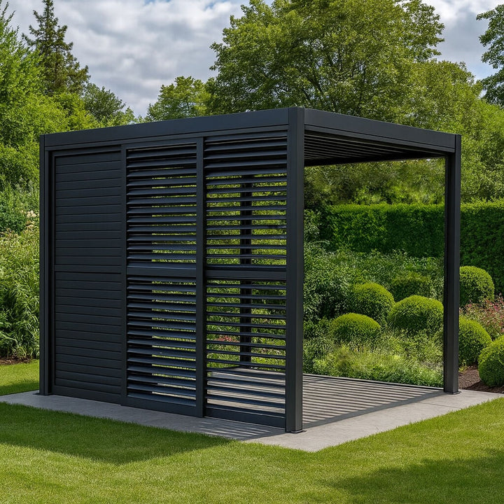 Como Pergola Sliding Adjustable Louvre Doors 3m Side