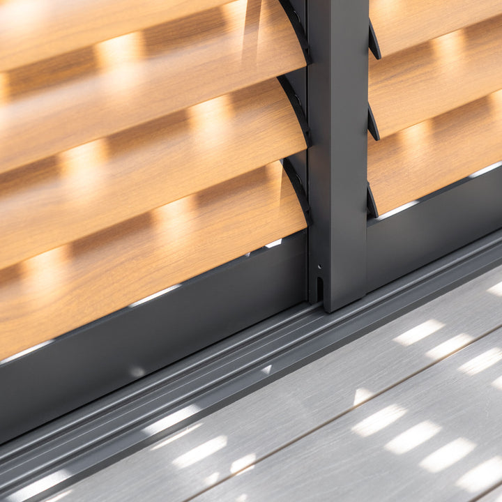 Como Pergola Sliding Adjustable Louvre Doors 3m Side
