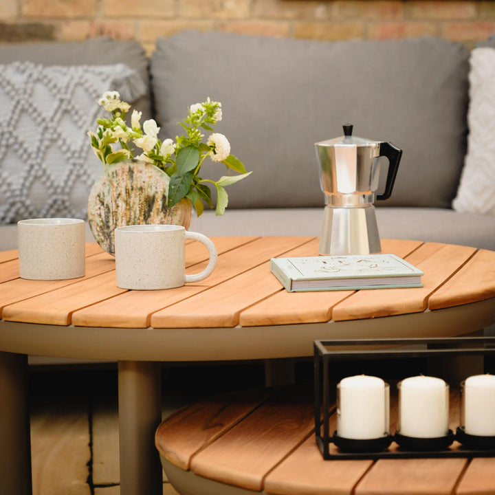 Sicily Corner Sofa Set with 2 x Round Coffee Table