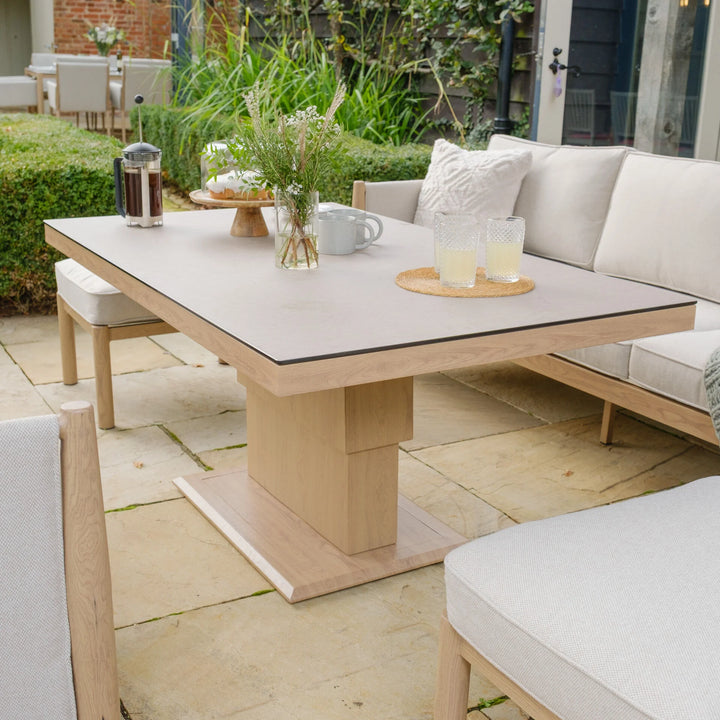 Burford 3 Seat Sofa Casual Dining Set With Rising Table