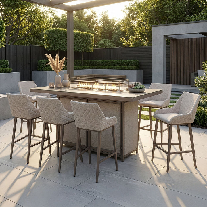 Regal 8 Seat Rectangular Fire Pit Bar Set