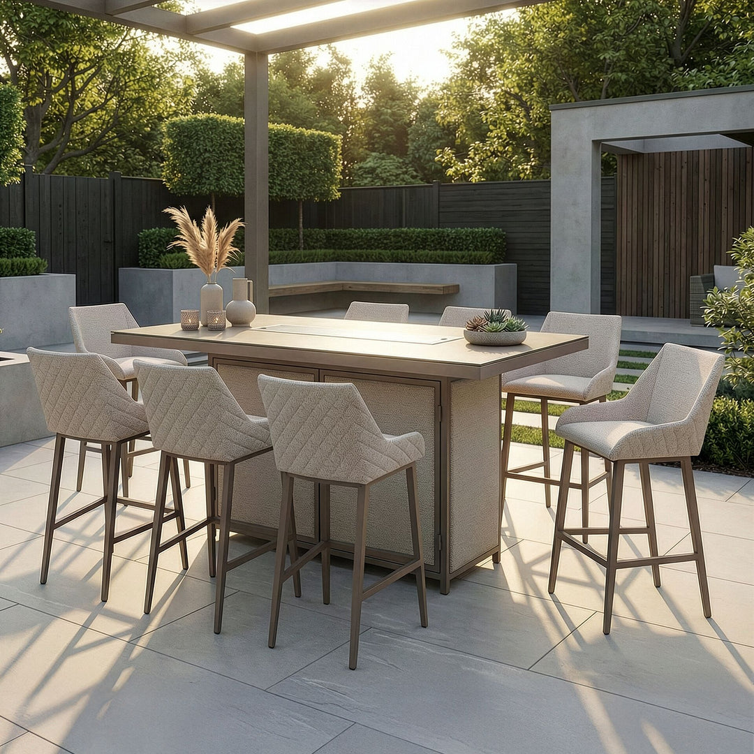 Regal 8 Seat Rectangular Fire Pit Bar Set