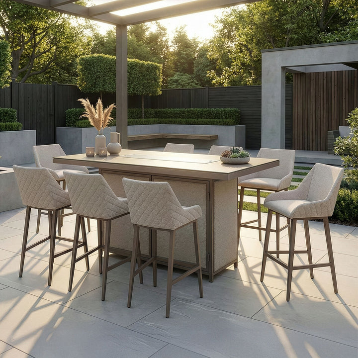 Regal 8 Seat Rectangular Fire Pit Bar Set