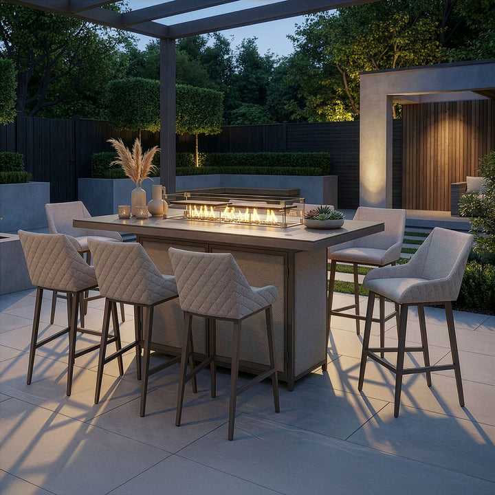 Regal 8 Seat Rectangular Fire Pit Bar Set