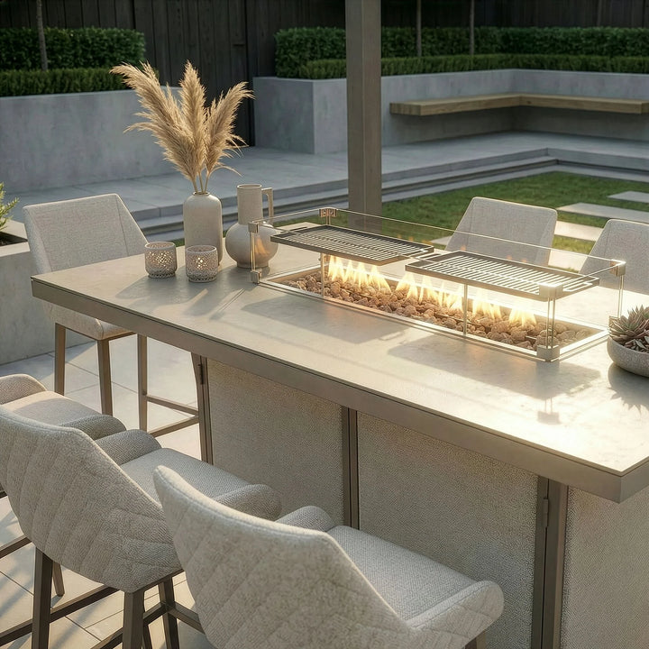 Regal 8 Seat Rectangular Fire Pit Bar Set
