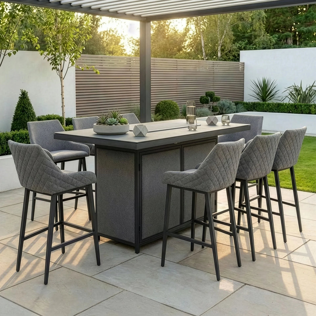 Regal 8 Seat Rectangular Fire Pit Bar Set