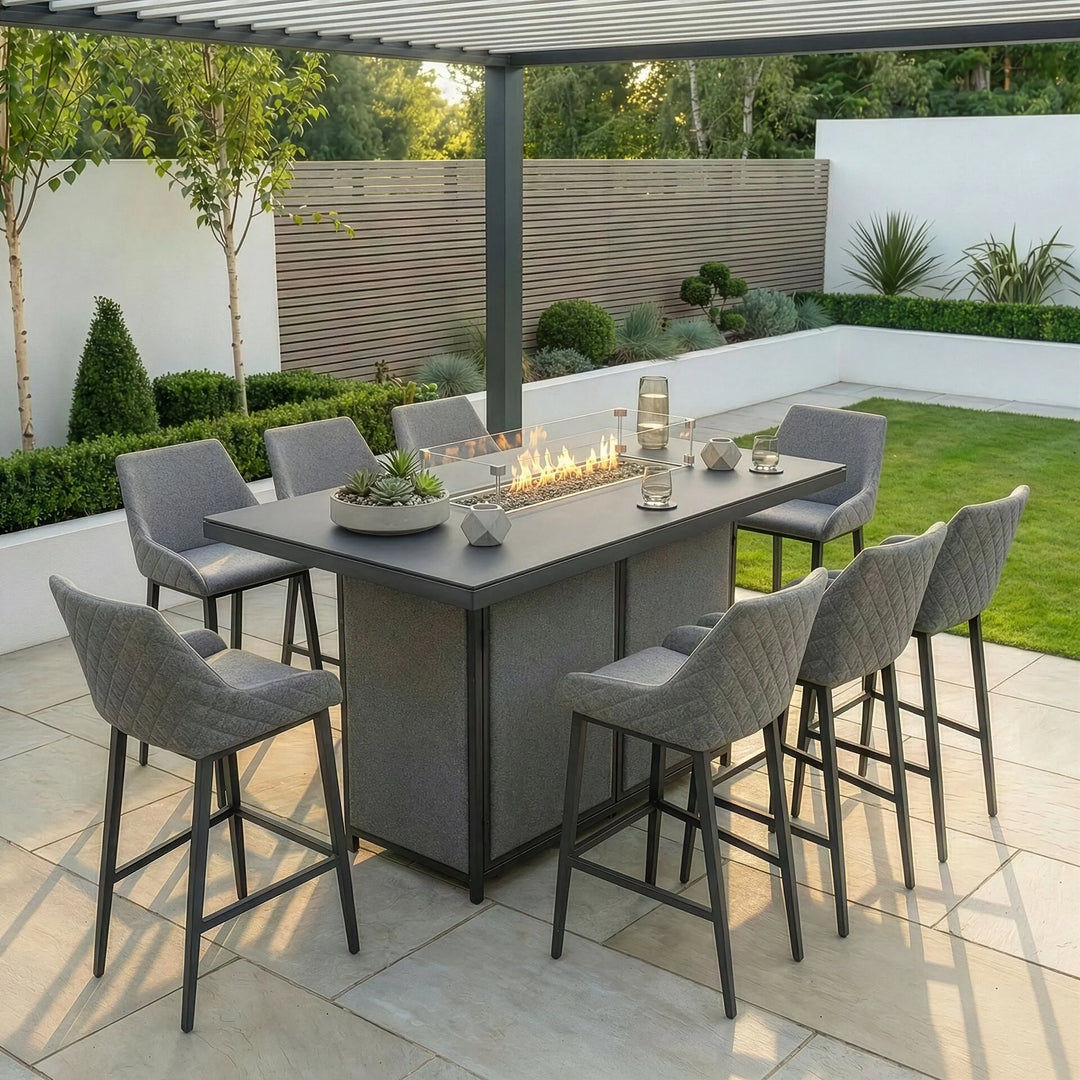 Regal 8 Seat Rectangular Fire Pit Bar Set