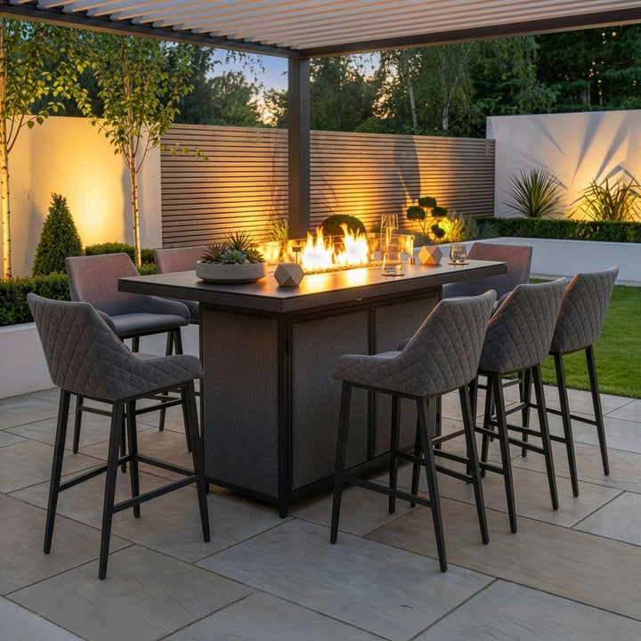 Regal 8 Seat Rectangular Fire Pit Bar Set