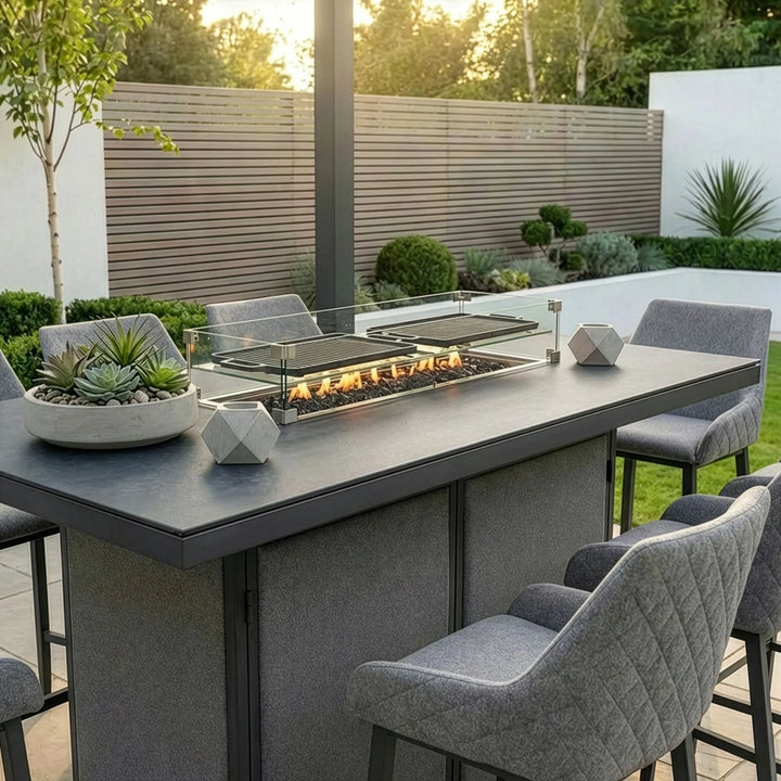 Regal 8 Seat Rectangular Fire Pit Bar Set
