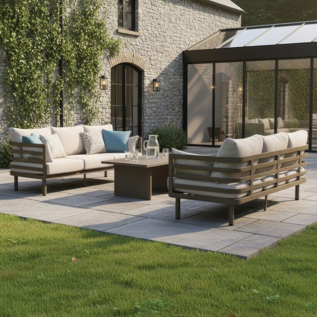 Metro Garden Sofa Set With 2 x 3 Seat Sofas - Sintered Stone Table